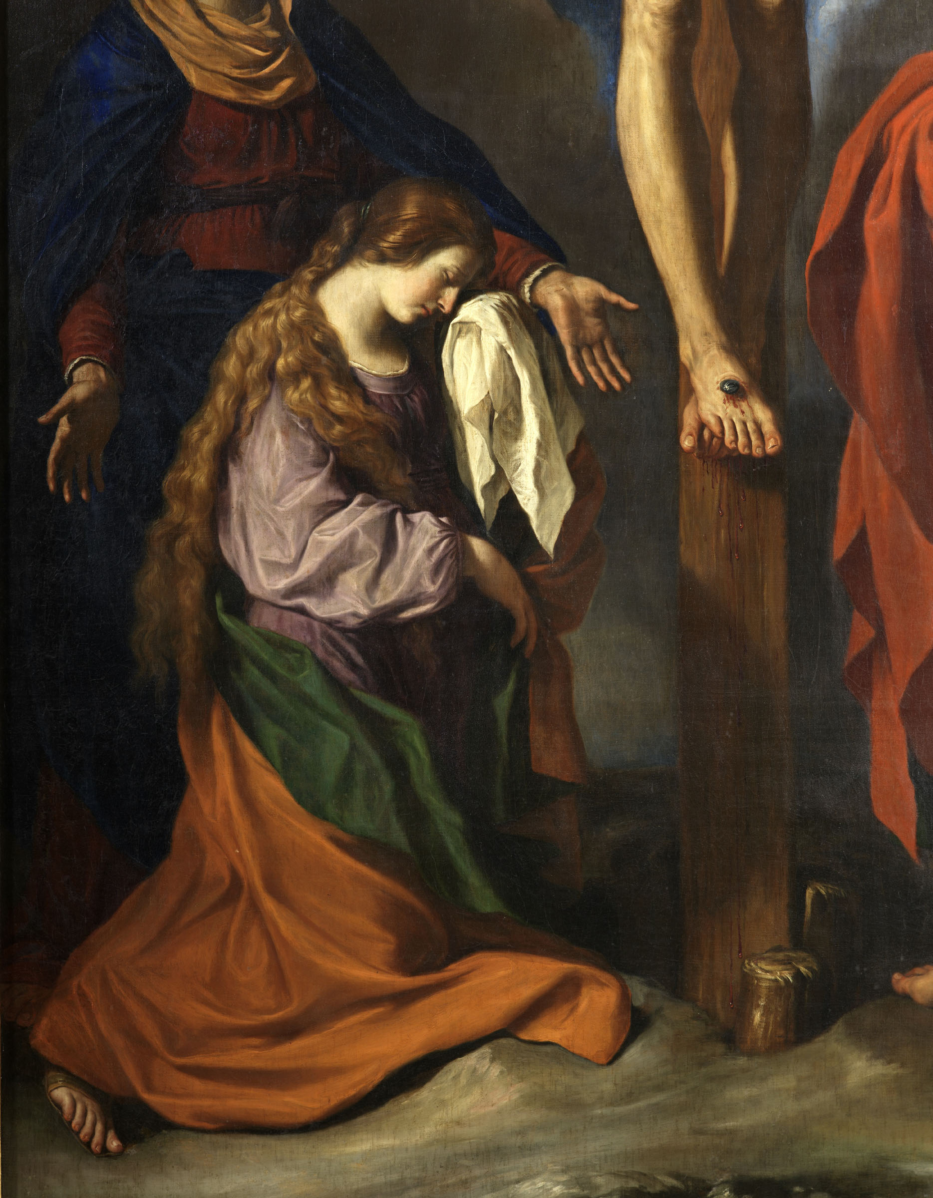 Guercino, Crocifissione, dettaglio della Maddalena

