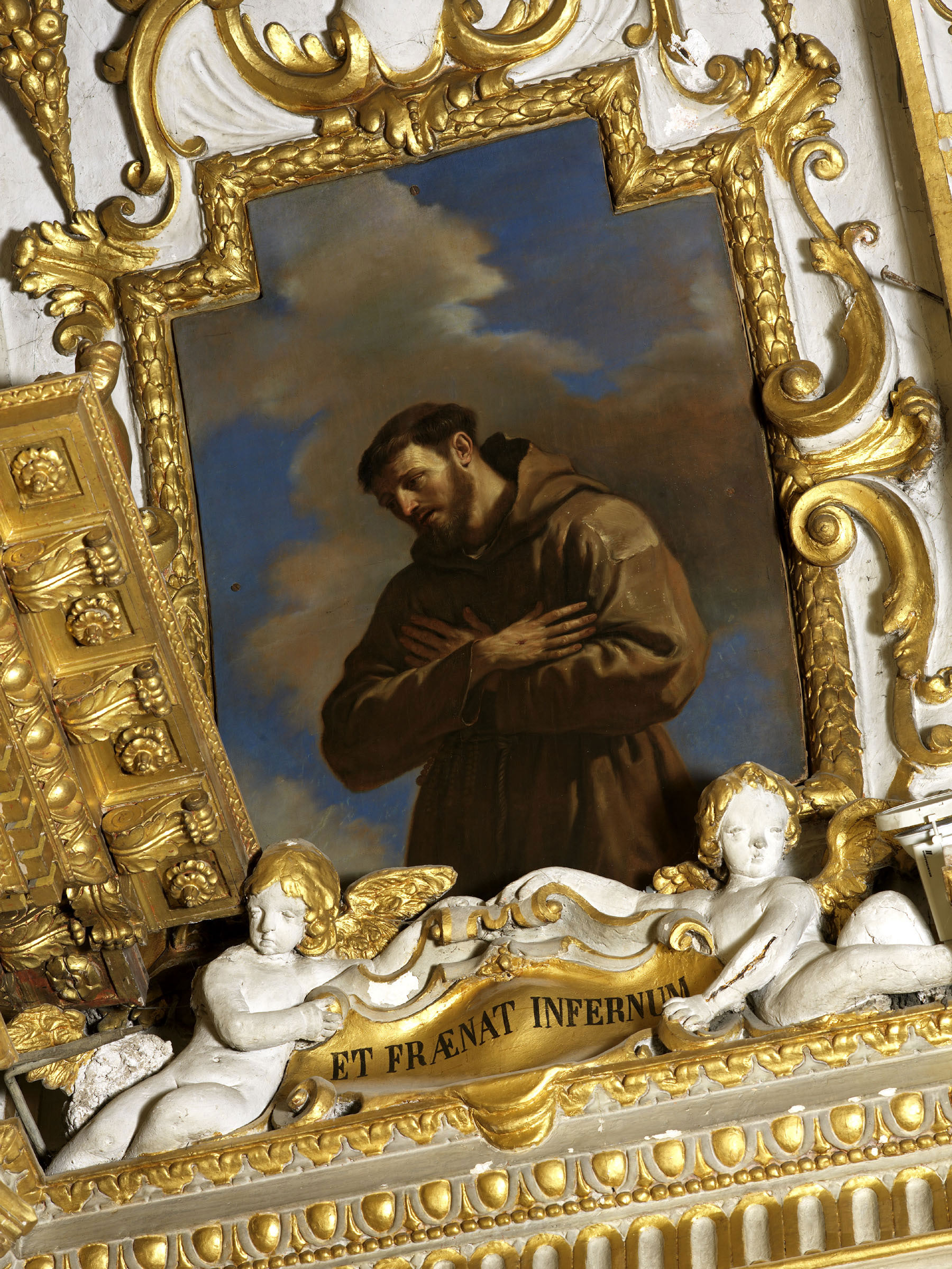Guercino, San Francesco (1643-1645; olio su tela, 147 x 99 cm; Cento, chiesa del Santissimo Rosario)
