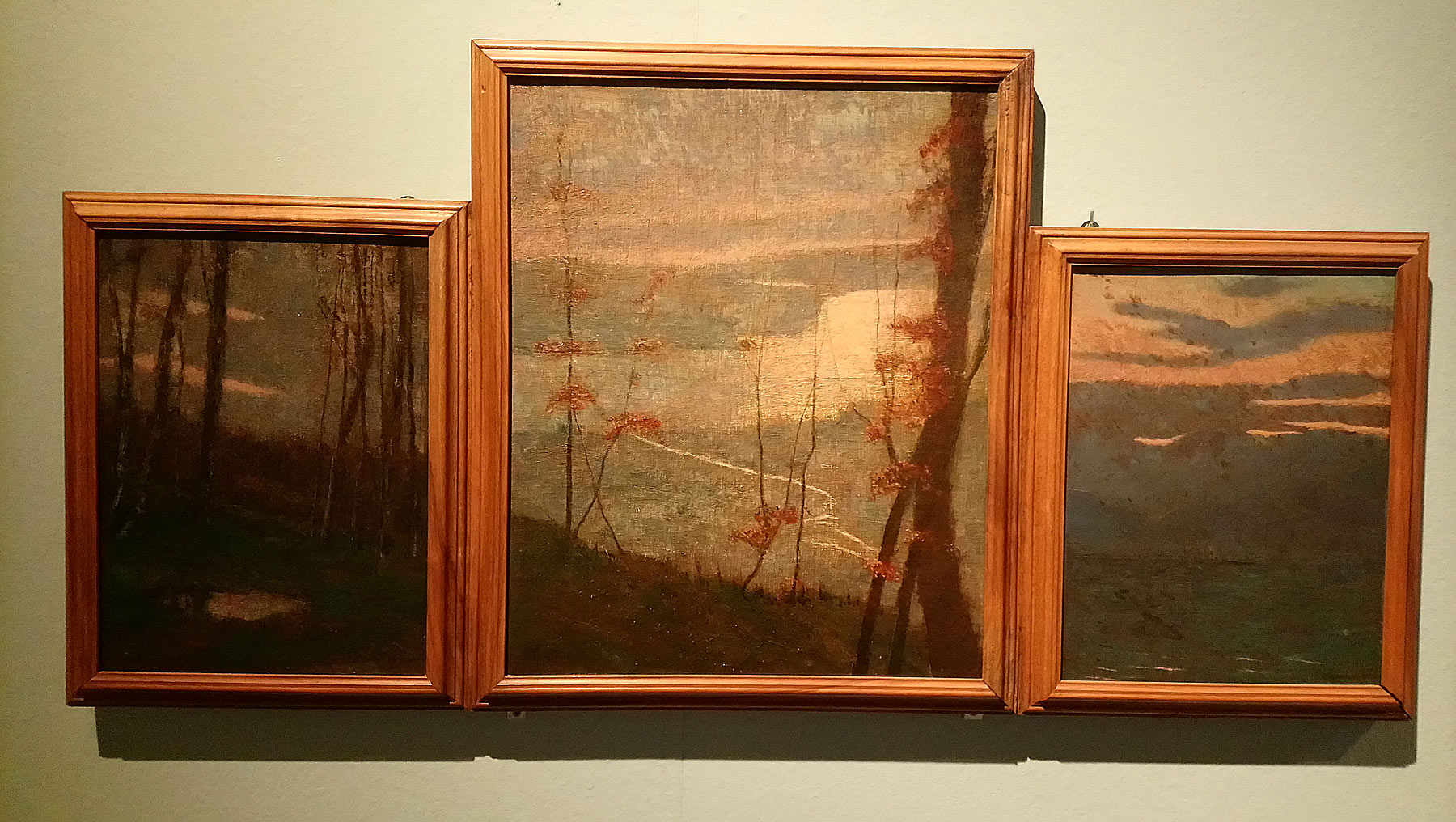 Vittore Grubicy de Dragon, Trittico. Ai laghi o Contralto e due bassi, Sera Mattino d'inverno, Miazzina. Sera d'estate a Fiume Latte (1889-1919; olio su tela, 32 x 25, 36 x 45, 32 x 25 cm; Torino, GAM - Galleria Civica d'Arte Moderna e Contemporanea)
