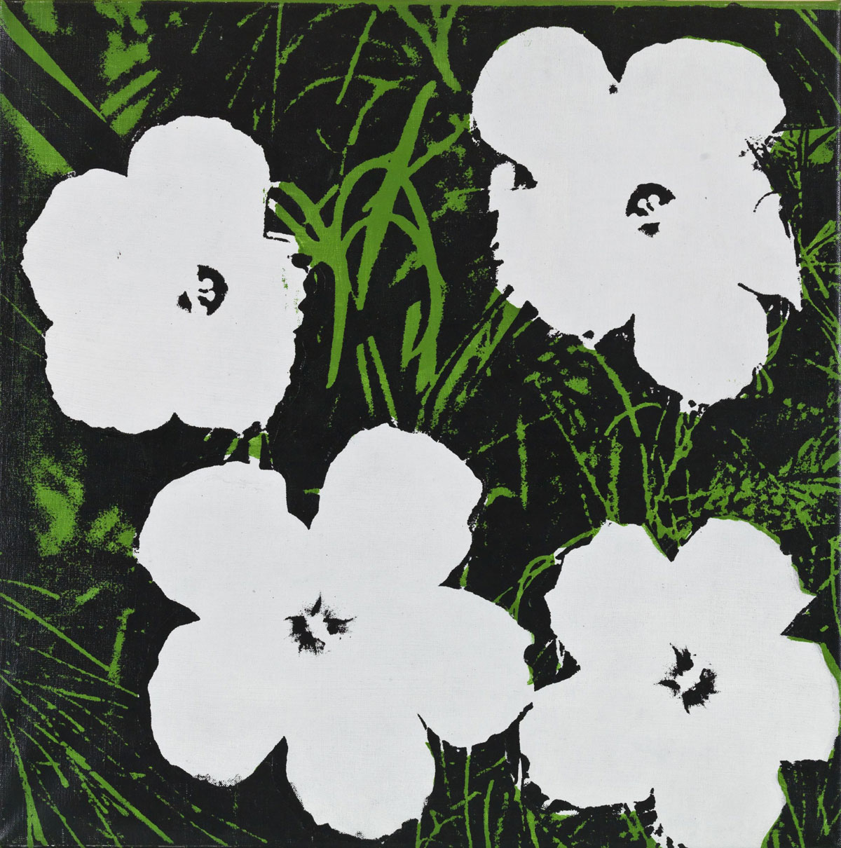 Andy Warhol, Flowers (1964; acrilico e inchiostro serigrafico su tela, 61 x 61 cm; Fondazione Solomon R. Guggenheim, Collezione Hannelore B. e Rudolph B. Schulhof, lascito Hannelore B. Schulhof, 2012. / Solomon R. Guggenheim Foundation, New York, Hannelore B. and Rudolph B. Schulhof Collection, bequest of Hannelore B. Schulhof, 2012)
