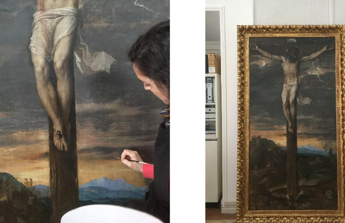 Madrid, Titian crucifix severely damaged last year at Escorial returns to view
