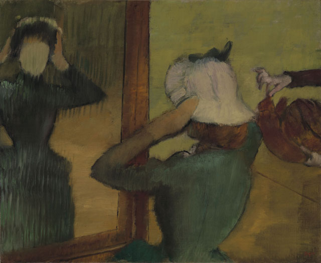 Edgar Degas, Dalla modista (At the Milliner) (1882-1885 circa; olio su tela, 61,6 × 73,6 cm; Richmond, Virginia Museum of Fine Arts, Collection of Mr. and Mrs. Paul Mellon, 2001.27) © Virginia Museum of Fine Arts
