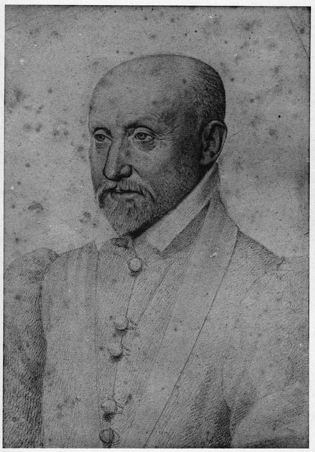 François Quesnel, Ritratto di Montaigne (1588 circa; matita e pietra nera, 33,5 x 23 cm; Collezione privata)
