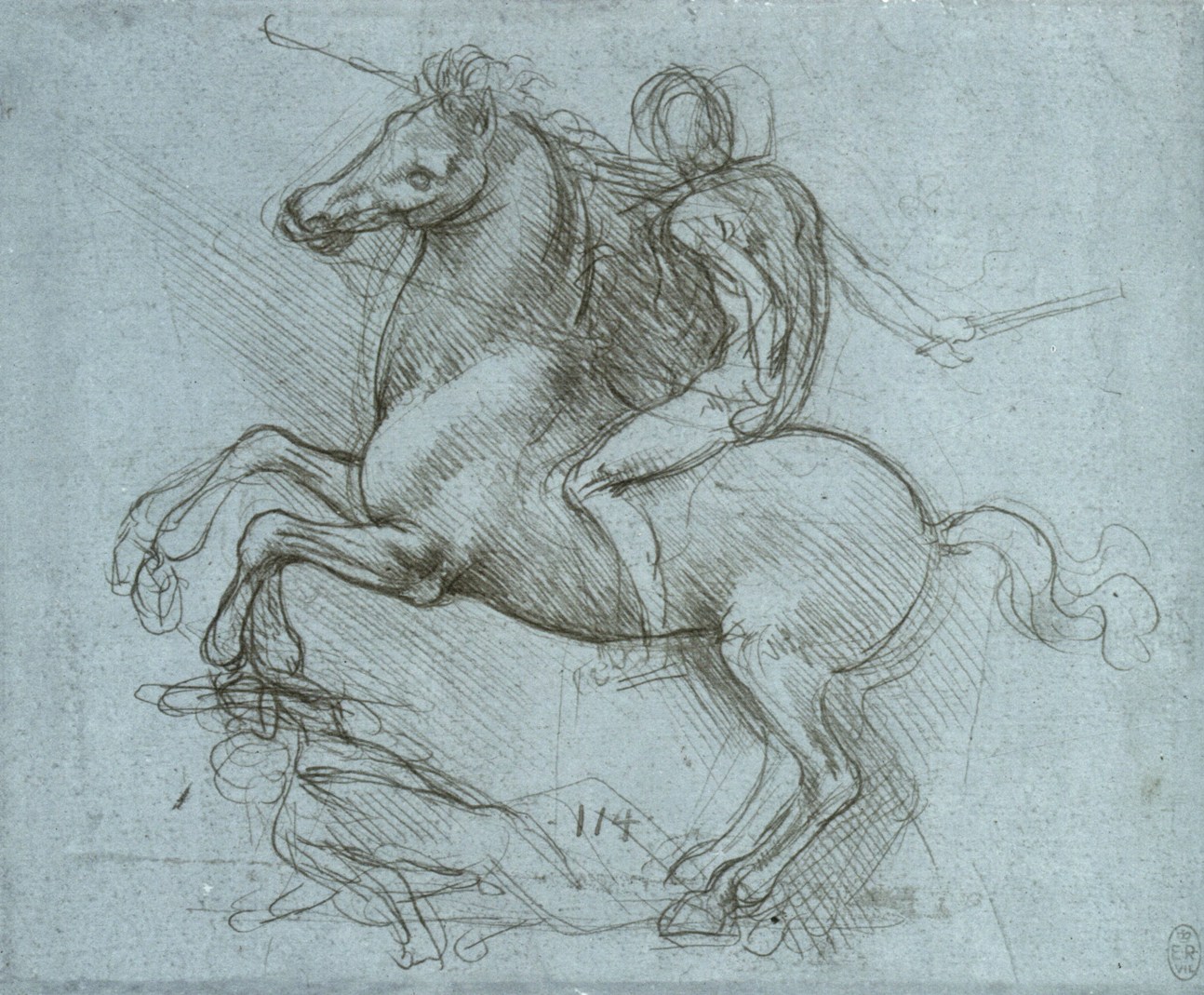 Leonardo da Vinci, Studio per il monumento equestre a Francesco Sforza (Royal Collection, Windsor, c. 12358r/P106r)
