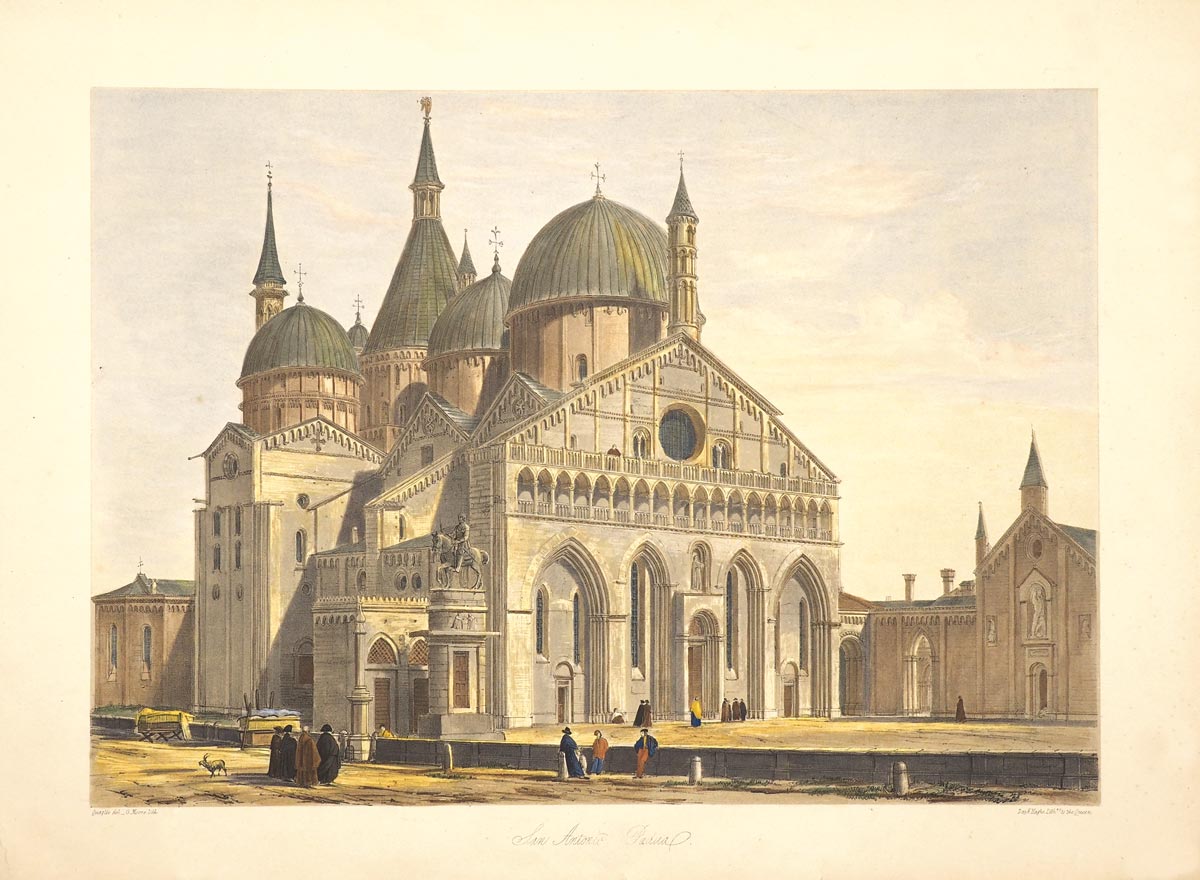 D. Quaglio - G. Moore, San Antonio - Padua, Londra, Day & Haghe Lithographers to the Queen (XIX secolo; litografia, 280x395 mm; Padova, Complesso Antoniano)
