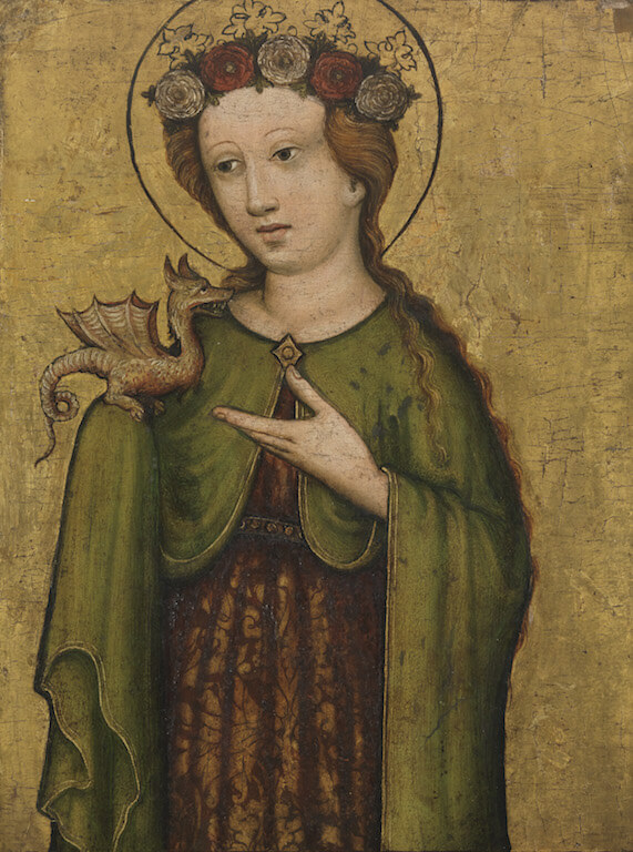 Artista tedesco del XV secolo, Santa Margherita di Antiochia (1450 circa; olio su tavola, 41 x 32 cm; Norimberga, Germanisches Nationalmuseum) Artista tedesco del XV secolo, Santa Margherita di Antiochia (1450 circa; olio su tavola, 41 x 32 cm; Norimberga, Germanisches Nationalmuseum)