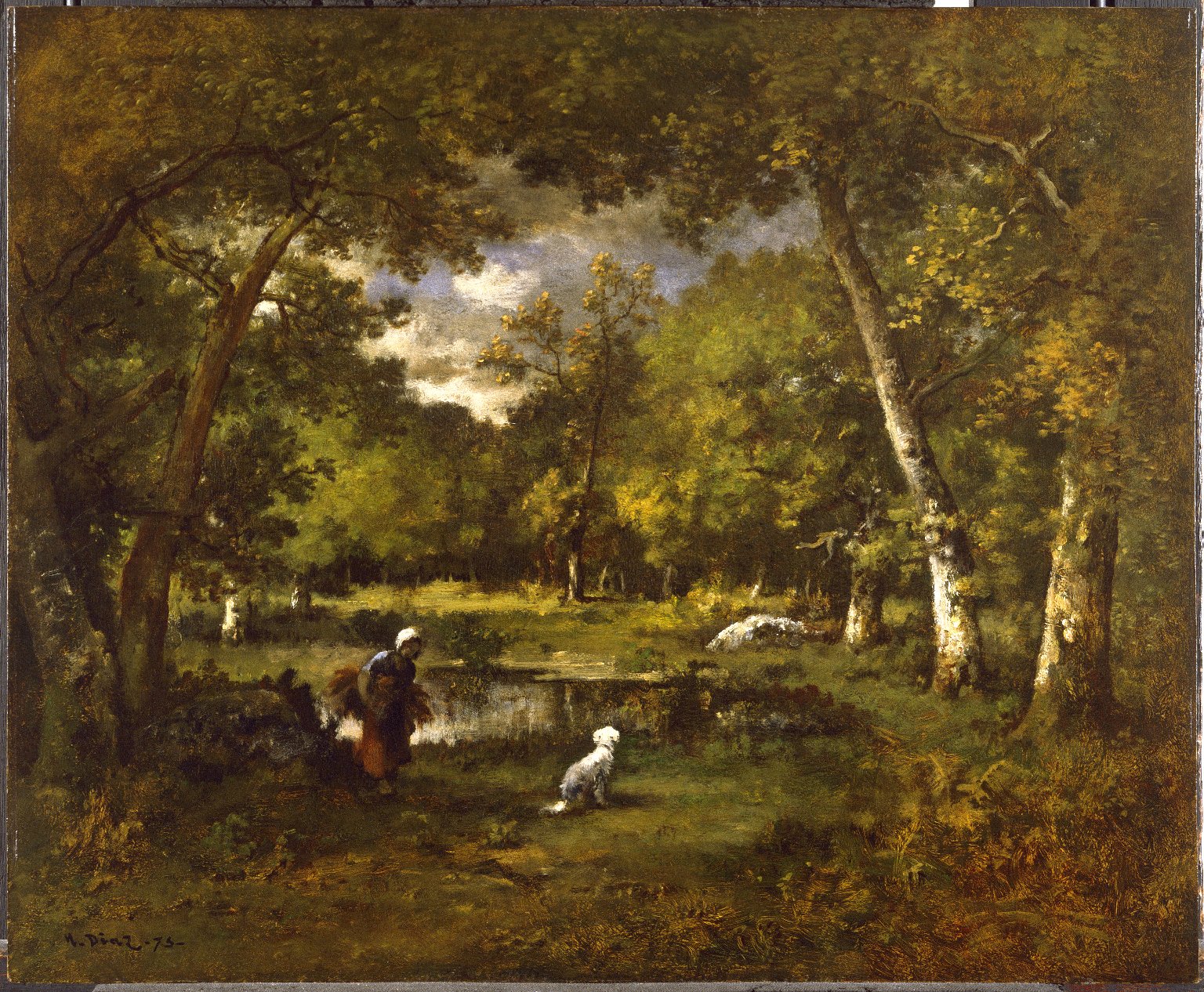 Narcisse Díaz de la Peña, Stagno a Fontainebleau (1875; olio su tavola, 45,4 x 55,7 cm; New York, Brooklyn Museum Narcisse Díaz de la Peña, Stagno a Fontainebleau (1875; olio su tavola, 45,4 x 55,7 cm; New York, Brooklyn Museum