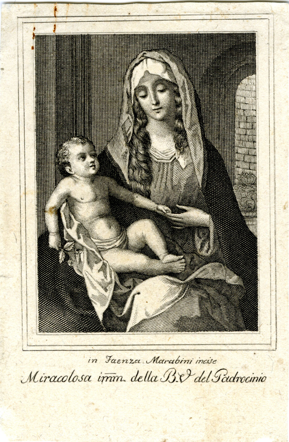 Vincenzo Marabini, Beata Vergine del Padrocinio (1832?; bulino, 120 x 78 mm) Vincenzo Marabini, Beata Vergine del Padrocinio (1832?; bulino, 120 x 78 mm)