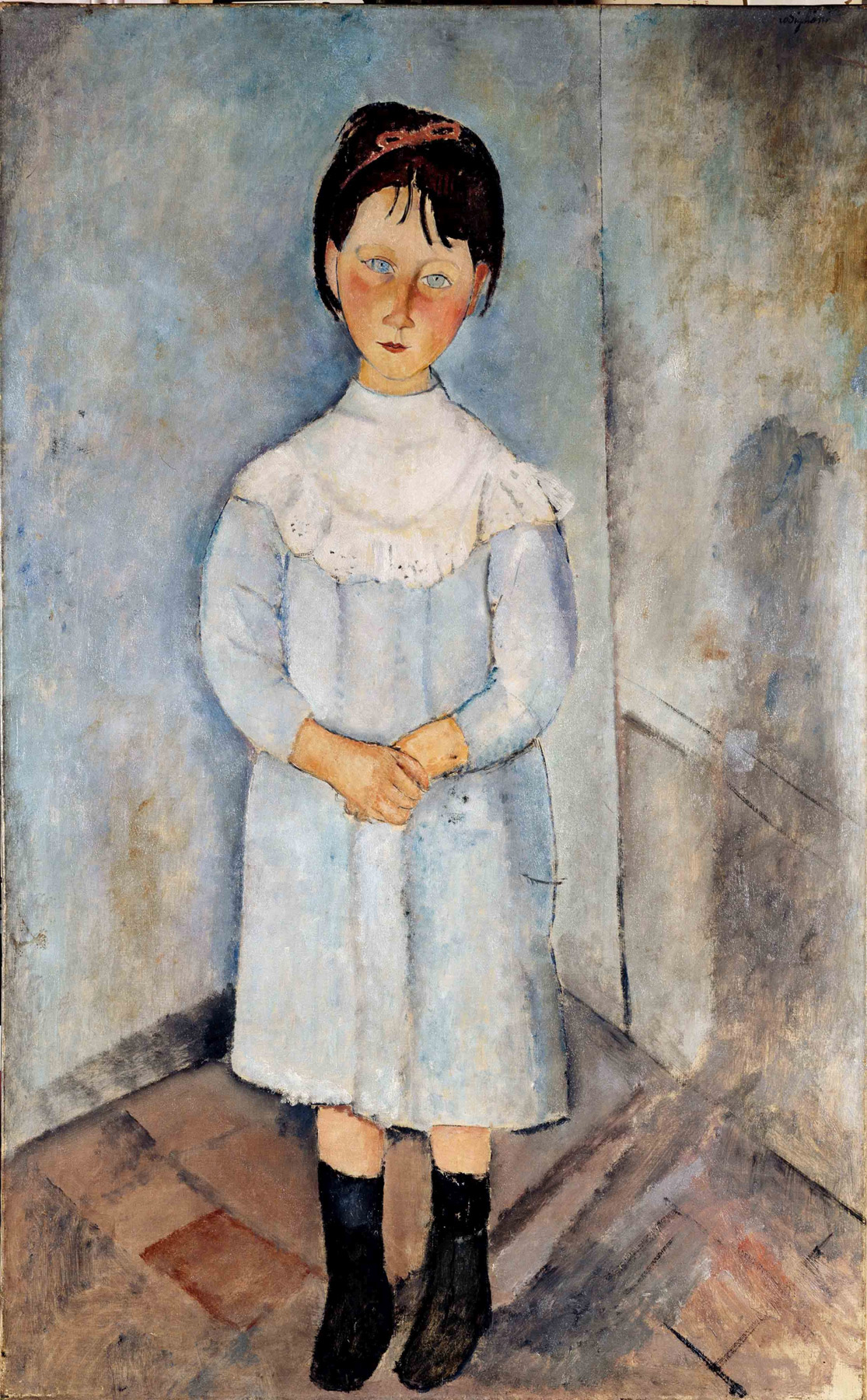 Amedeo Modigliani, Fillette en bleu (1918; olio su tela, 116 x 73 cm; Collezione Jonas Netter)
 Amedeo Modigliani, Fillette en bleu (1918; olio su tela, 116 x 73 cm; Collezione Jonas Netter)