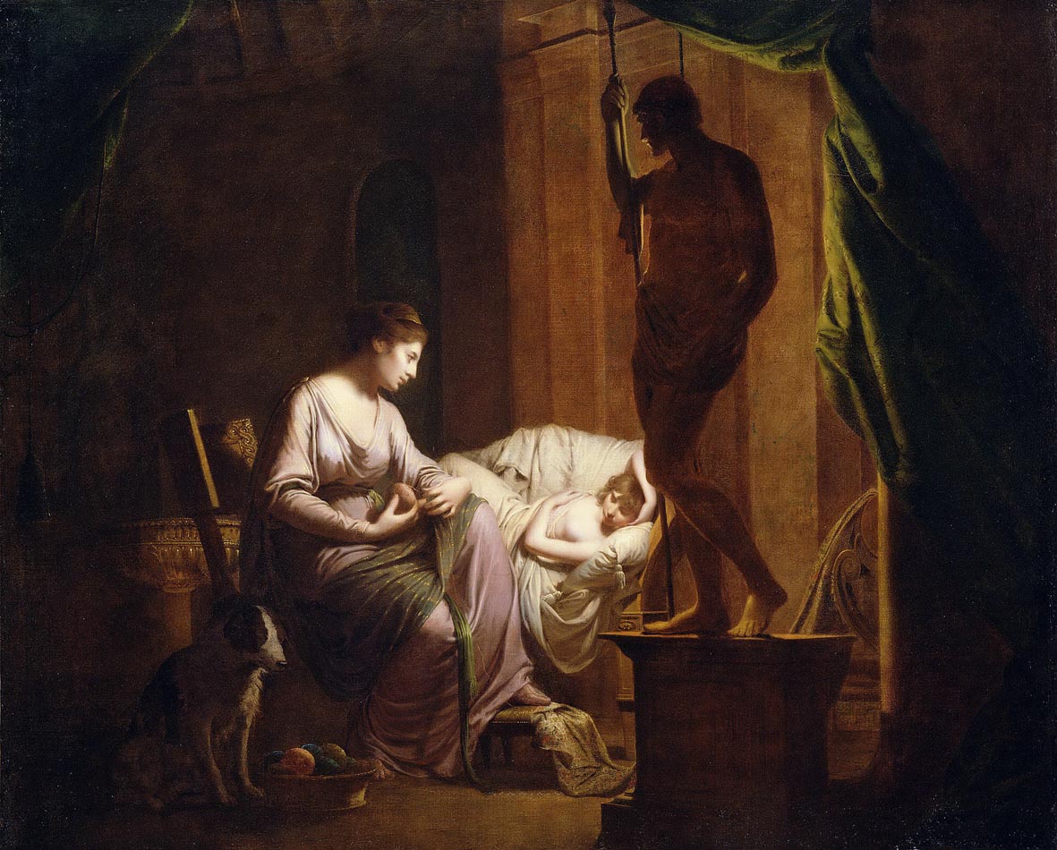 Joseph Wright of Derby, Penelope disfa la sua tela alla luce di una candela (1783; olio su tela, 106 x 131,4 cm; Los Angeles, J. Paul Getty Museum)
