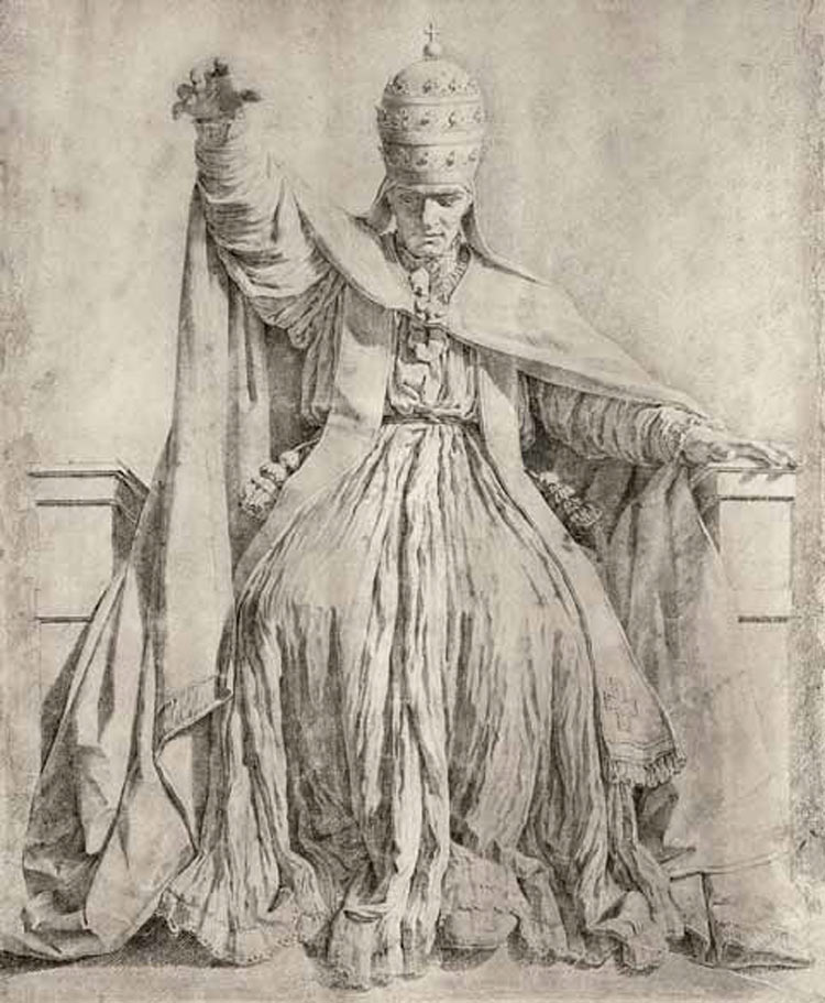 Ambito di Antonio Canova (Giovanni Tognoli?), Clemente XIV (matita e acquerello grigio su carta bianca ingiallita, 582 x 465 mm; Venezia, Museo Correr, Gabinetto dei Disegni e delle Stampe, inv. cl. III, 1472) Ambito di Antonio Canova (Giovanni Tognoli?), Clemente XIV (matita e acquerello grigio su carta bianca ingiallita, 582 x 465 mm; Venezia, Museo Correr, Gabinetto dei Disegni e delle Stampe, inv. cl. III, 1472)