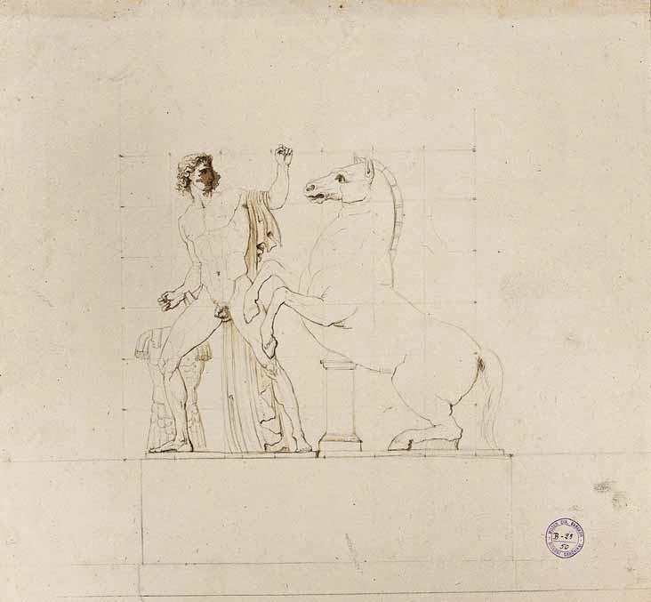 Antonio Canova, Studio dai Colossi di Monte Cavallo (inchiostro su carta avorio, 352 x 382 mm; Bassano del Grappa, Museo Civico, inv. B 23.50) Antonio Canova, Studio dai Colossi di Monte Cavallo (inchiostro su carta avorio, 352 x 382 mm; Bassano del Grappa, Museo Civico, inv. B 23.50)