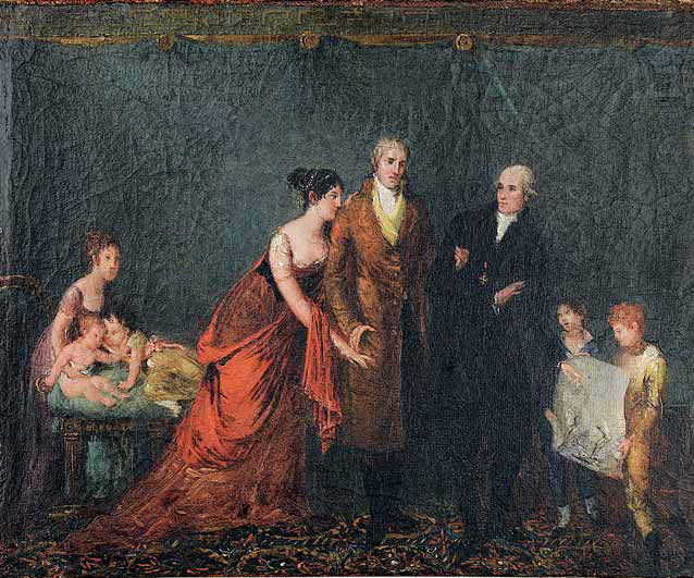 Martino De Boni (?), Antonio Canova mostra il disegno di Ercole e Lica alla famiglia Torlonia (1805-1806; olio su tela, 30 × 36,7 cm; Roma, Museo di Roma, inv. Dep GAA 130, FN 17690) Martino De Boni (?), Antonio Canova mostra il disegno di Ercole e Lica alla famiglia Torlonia (1805-1806; olio su tela, 30 × 36,7 cm; Roma, Museo di Roma, inv. Dep GAA 130, FN 17690)