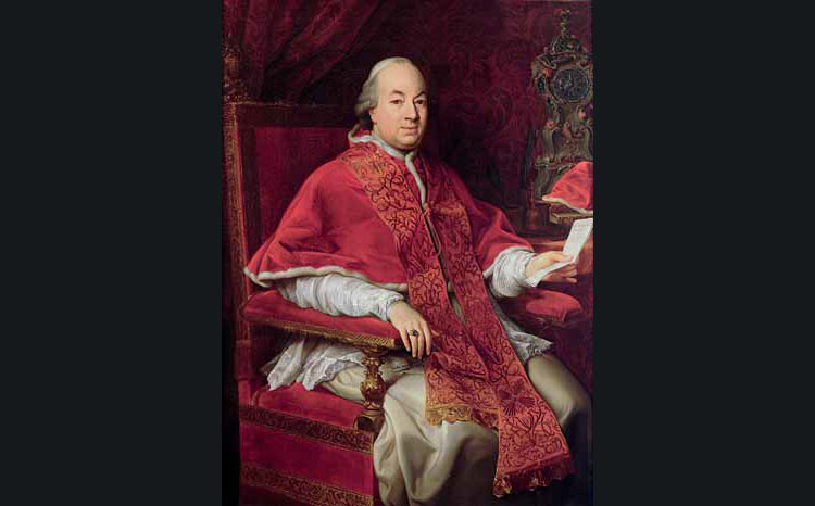 Pompeo Batoni, Ritratto di Pio VI (1775 circa; olio su tela, 135 x 98 cm; Roma, Museo di Roma, inv. MR 5669) Pompeo Batoni, Ritratto di Pio VI (1775 circa; olio su tela, 135 x 98 cm; Roma, Museo di Roma, inv. MR 5669)