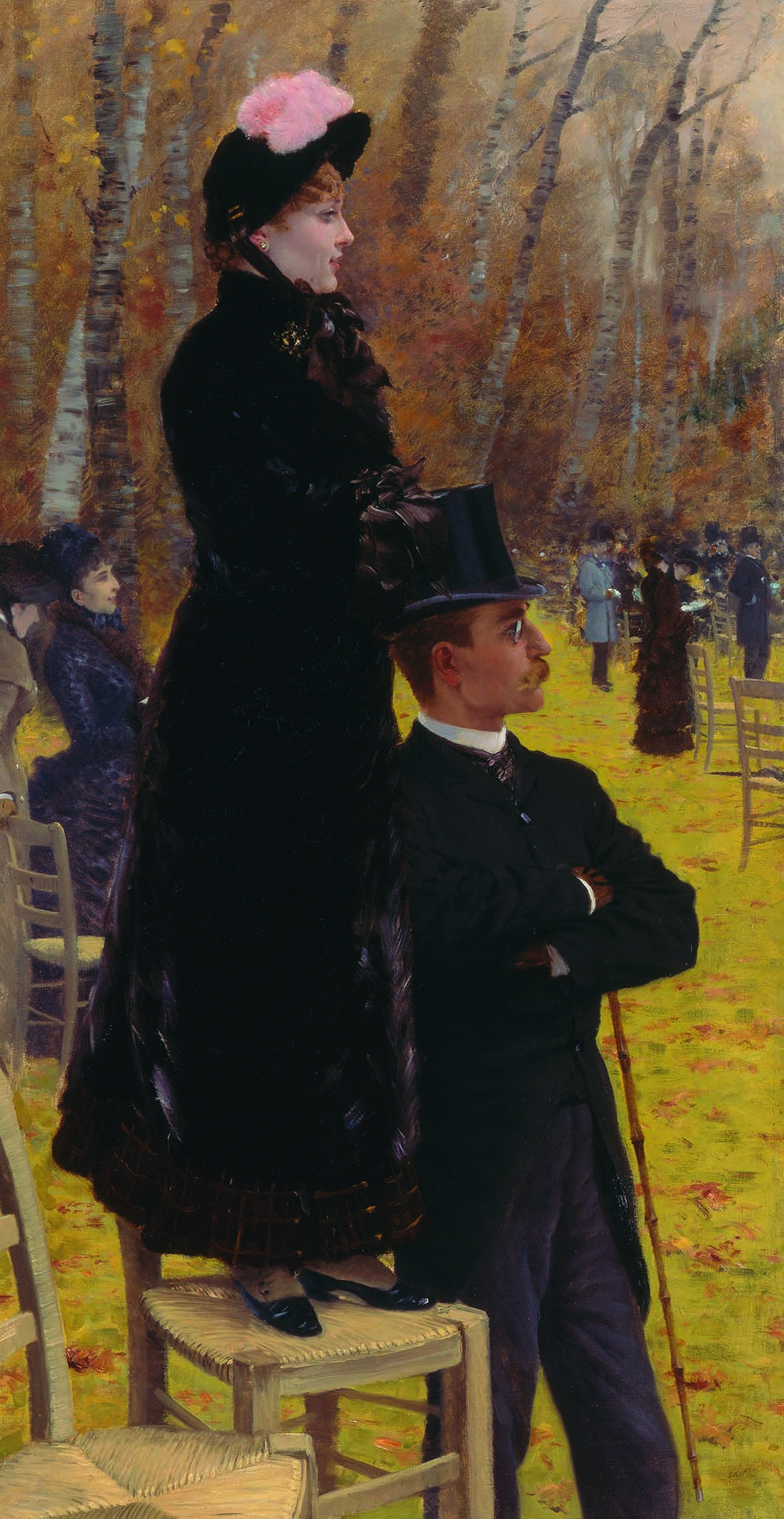 Giuseppe De Nittis, Alle corse di Auteuil – Sulla seggiola (1883; olio su tela, 107 x 55,5 cm; Barletta, Pinacoteca Giuseppe De Nittis)
 Giuseppe De Nittis, Alle corse di Auteuil – Sulla seggiola (1883; olio su tela, 107 x 55,5 cm; Barletta, Pinacoteca Giuseppe De Nittis)