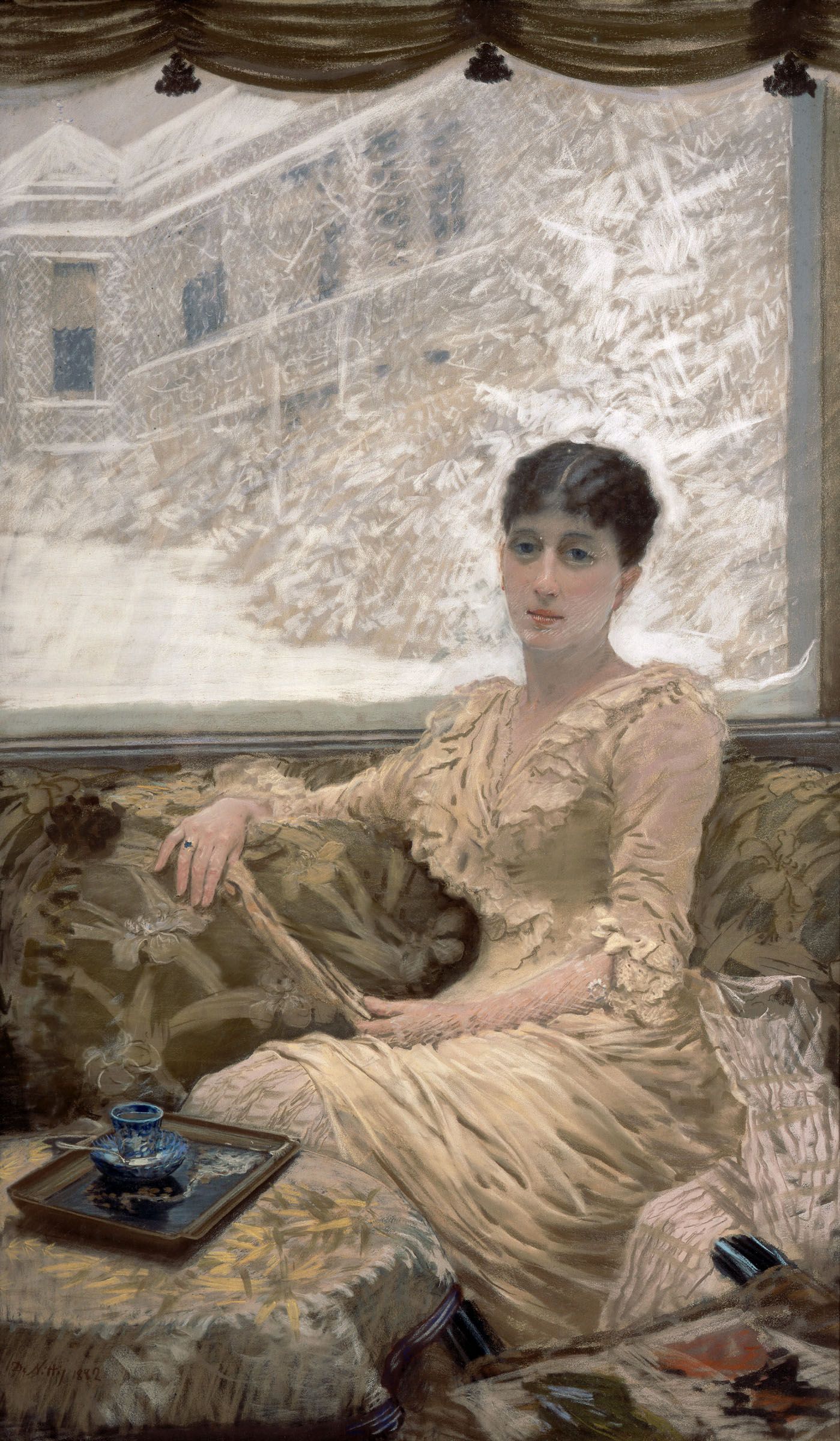 Giuseppe De Nittis, Giornata d'inverno (1882; pastello su tela, 150 x 89 cm; Barletta, Pinacoteca Giuseppe De Nittis)
 Giuseppe De Nittis, Giornata d'inverno (1882; pastello su tela, 150 x 89 cm; Barletta, Pinacoteca Giuseppe De Nittis)