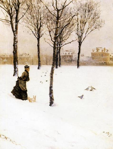 Giuseppe De Nittis, Passeggiata invernale (1879; olio su tela, 131,5 x 77 cm; Barletta, Pinacoteca Giuseppe De Nittis)
 Giuseppe De Nittis, Passeggiata invernale (1879; olio su tela, 131,5 x 77 cm; Barletta, Pinacoteca Giuseppe De Nittis)