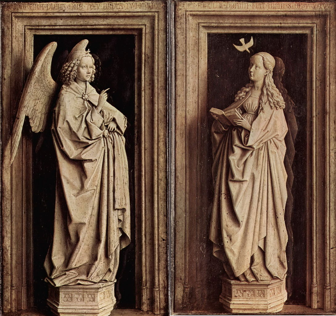 Jan van Eyck, Annunciazione (1440; olio su tavola, 39 x 24 cm; Madrid, Museo Thyssen-Bornemisza)
