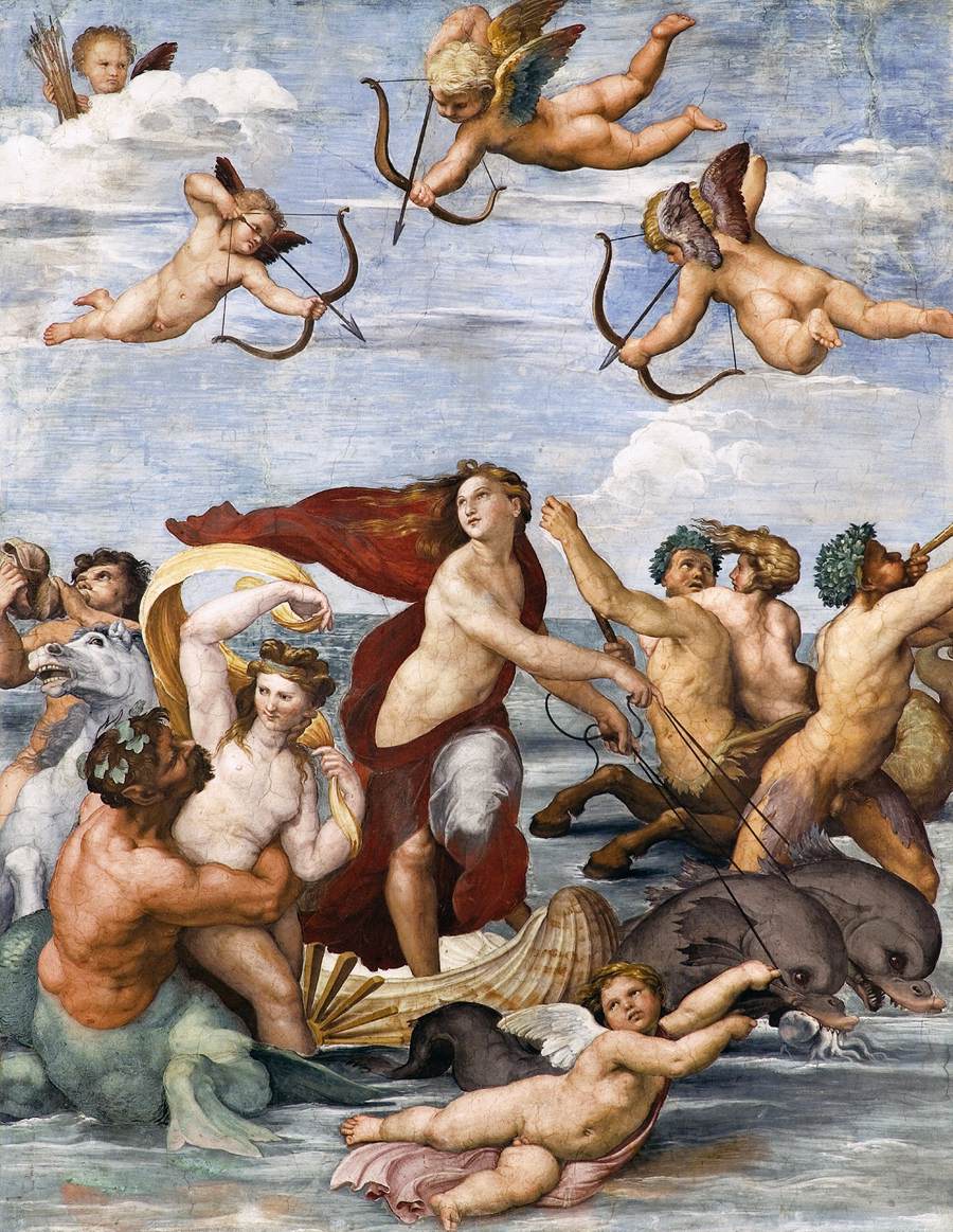 Raffaello, Trionfo di Galatea (1512; affresco, 295 x 225 cm; Roma, Villa Farnesina)
