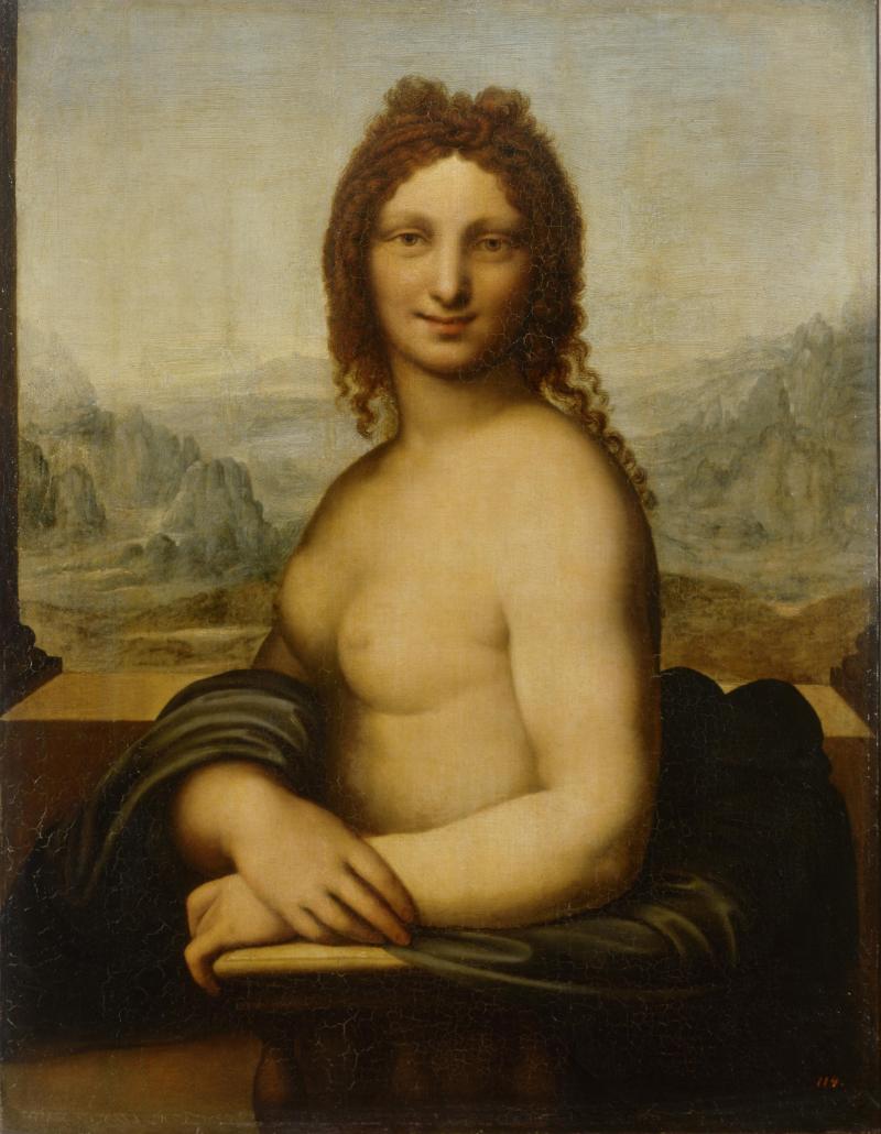 Cerchia di Leonardo da Vinci (?), Gioconda nuda (1515-1525?; olio su tavola trasportato su tela; San Pietroburgo, Ermitage)