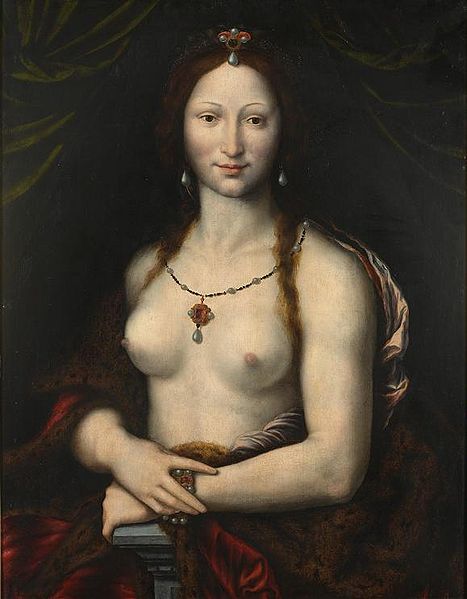 Cerchia di Joos van Cleve, Ritratto femminile (XVI secolo; olio su tavola; Praga, Národní Galerie V Praze)