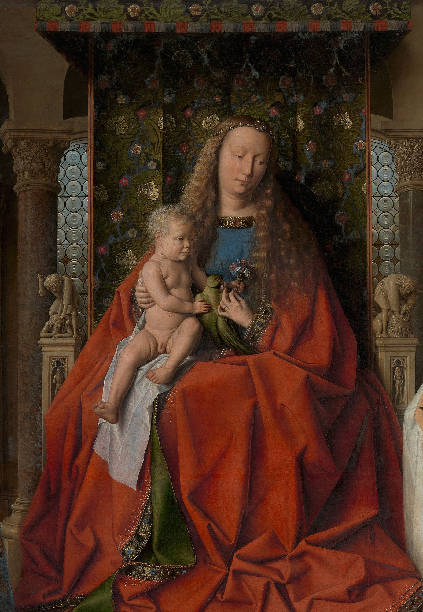 Jan van Eyck, Madonna del canonico Van der Paele, dettaglio
