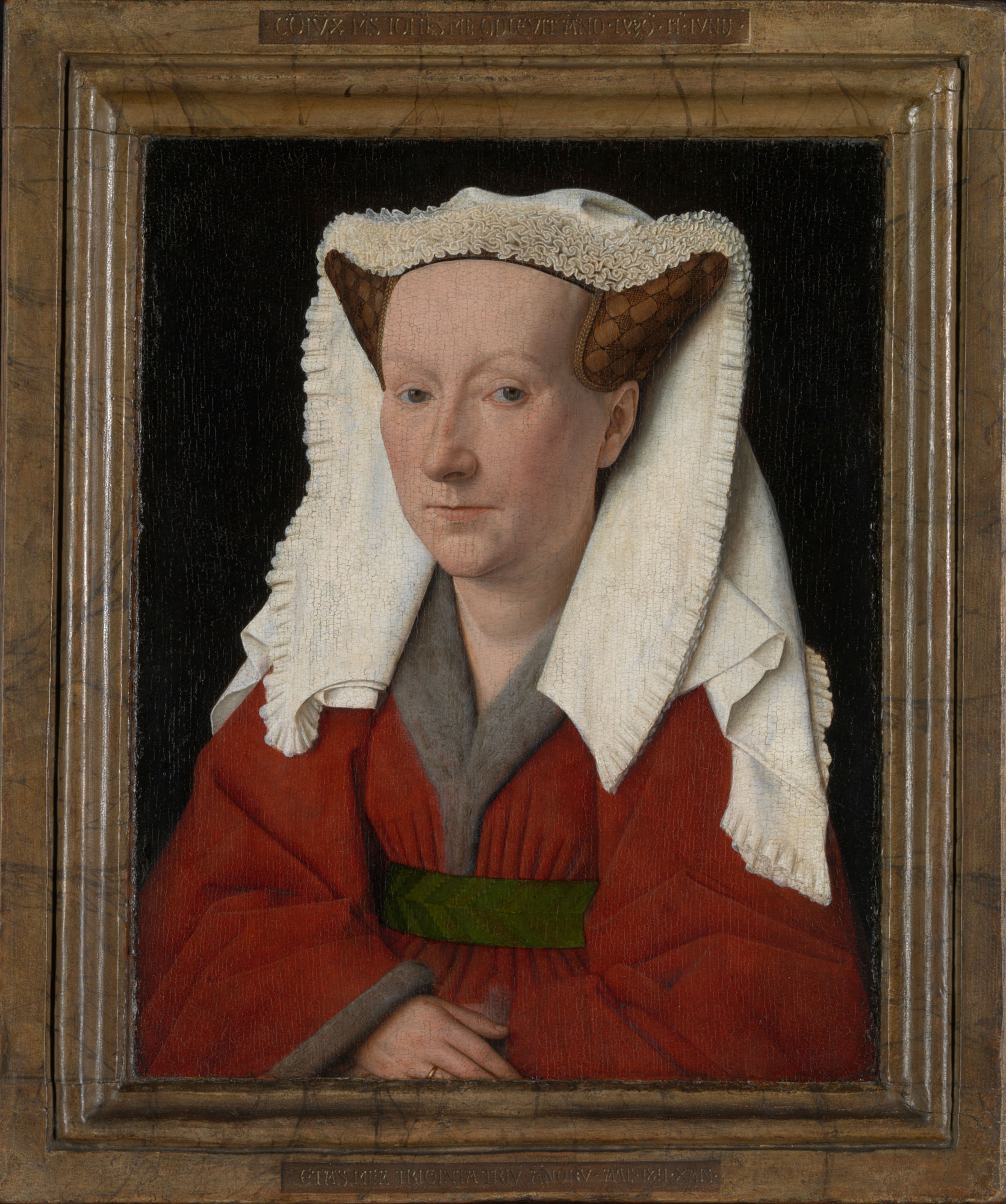 Jan van Eyck, Ritratto di Margaretha (1439; olio su tavola, 32,5 x 26 cm; Bruges, Groeninge Museum)
