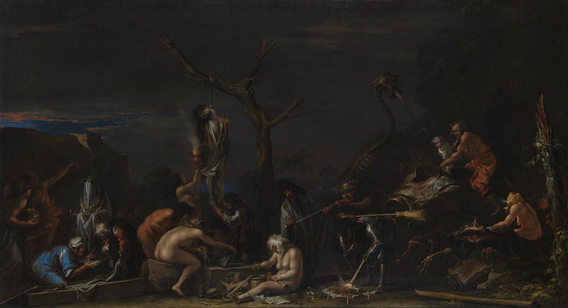 Salvator Rosa, Streghe e incantesimi (1646 circa; olio su tela, 72 x 132 cm; Londra, National Gallery) Salvator Rosa, Streghe e incantesimi (1646 circa; olio su tela, 72 x 132 cm; Londra, National Gallery)