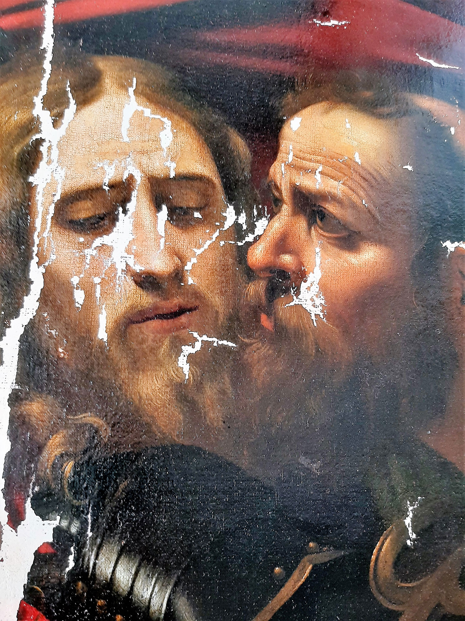 Da Caravaggio, Cattura di Cristo, dettaglio del dipinto durante il restauro (febbraio 2020)
 Da Caravaggio, Cattura di Cristo, dettaglio del dipinto durante il restauro (febbraio 2020)