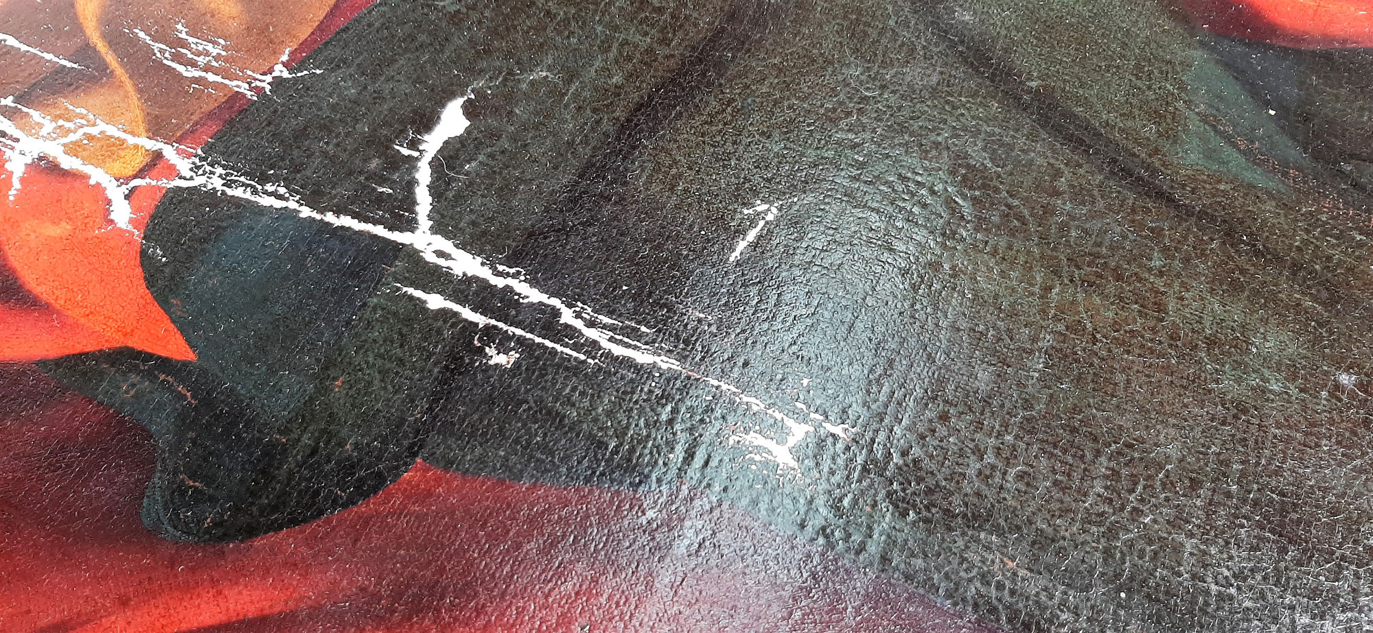 Da Caravaggio, Cattura di Cristo, dettaglio del dipinto durante il restauro (febbraio 2020)
 Da Caravaggio, Cattura di Cristo, dettaglio del dipinto durante il restauro (febbraio 2020)