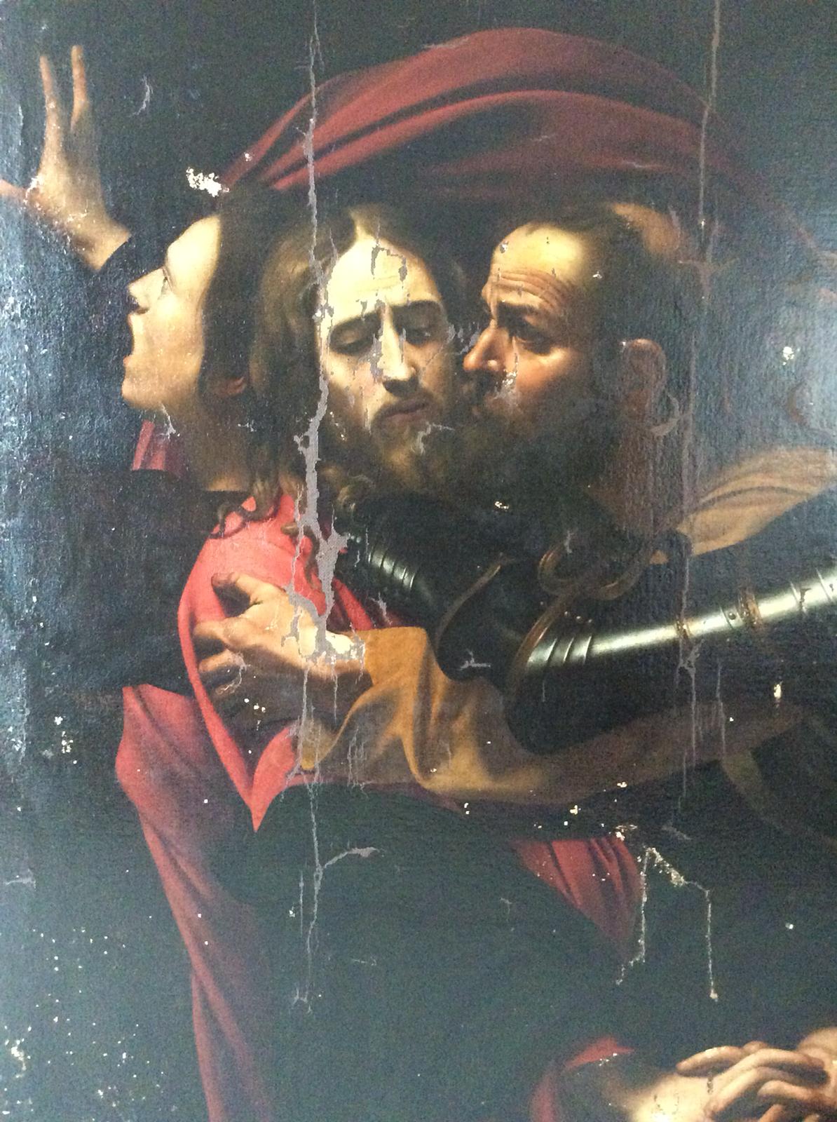 Da Caravaggio, Cattura di Cristo, dettaglio del dipinto durante il restauro (luglio 2019)
 Da Caravaggio, Cattura di Cristo, dettaglio del dipinto durante il restauro (luglio 2019)