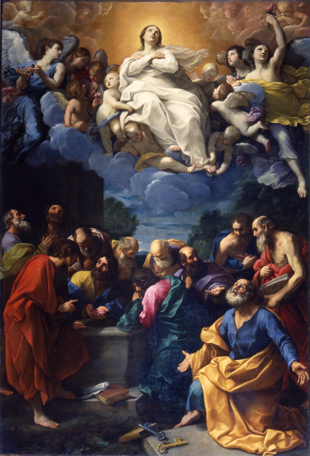 Guido Reni, Assunzione (1616-1617; olio su tela, 442 x 287 cm; Genova, chiesa del Gesù)