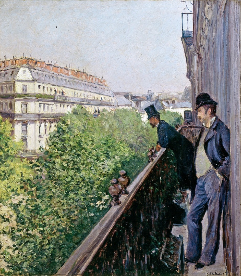Gustave Caillebotte, Un balcone. Boulevard Haussmann (1880 circa; olio su tela, 69 x 62 cm; collezione privata) Gustave Caillebotte, Un balcone. Boulevard Haussmann (1880 circa; olio su tela, 69 x 62 cm; collezione privata)