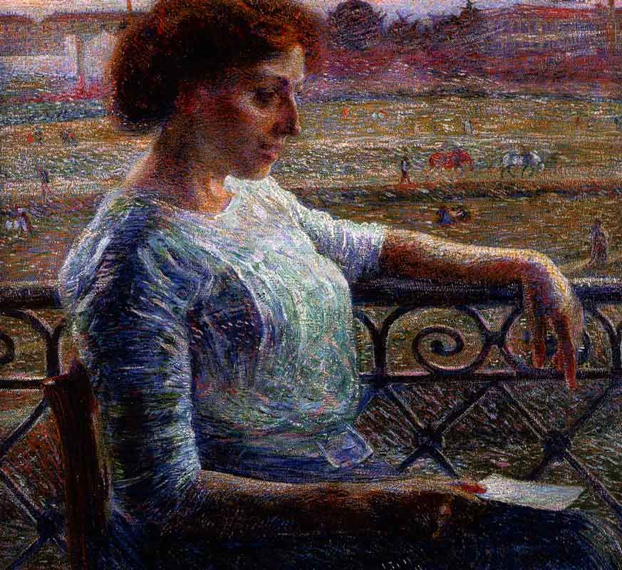 Umberto Boccioni, La sorella Amelia al balcone (1909; olio su tela, collezione privata) Umberto Boccioni, La sorella Amelia al balcone (1909; olio su tela, collezione privata)