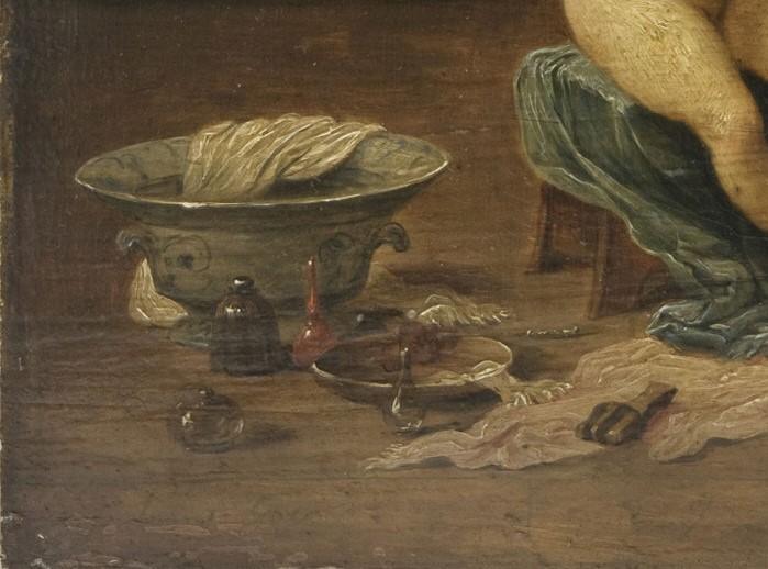 7. David Teniers il giovane, da Lorenzo Lotto, Allegoria della lussuria, Philadelphia Museum of Art, Johnson Collection, particolare
