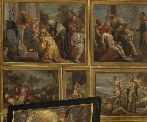 6. David Teniers il giovane, L’arciduca Leopoldo Guglielmo nella sua Galleria, Madrid, Museo del Prado, particolare
