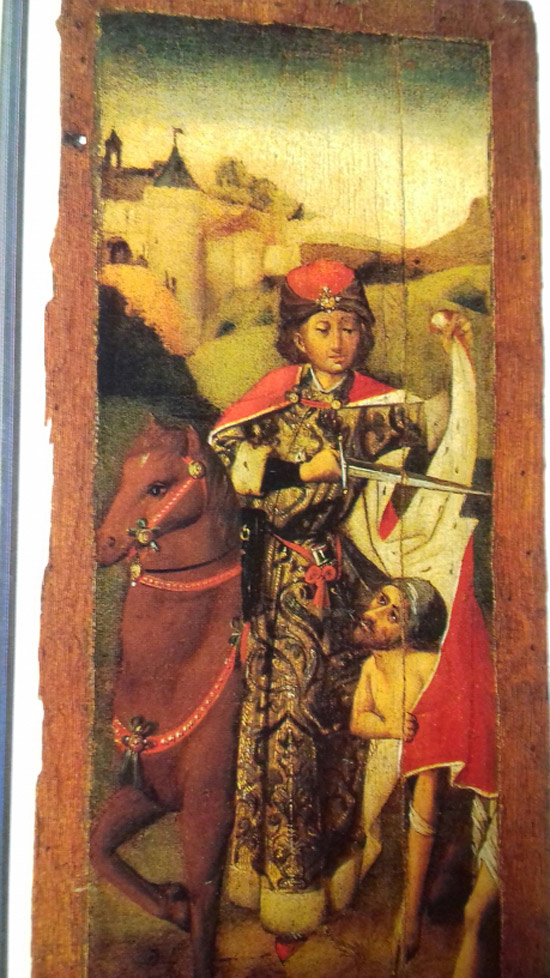 Ignoto fiammingheggiante, Sportello con san Martino dona il mantello al povero, dettaglio
