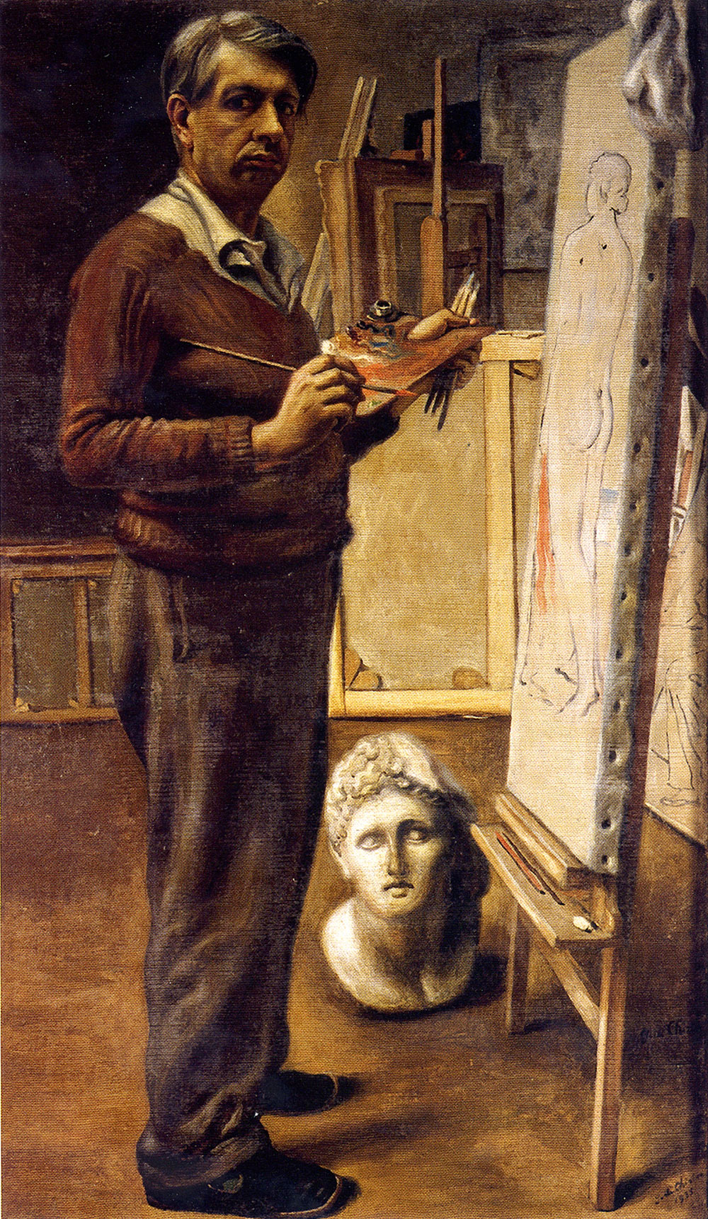 Giorgio De Chirico, Autoritratto nello studio (1934; olio su tela; Roma, Galleria Nazionale d'Arte Moderna e Contemporanea)
