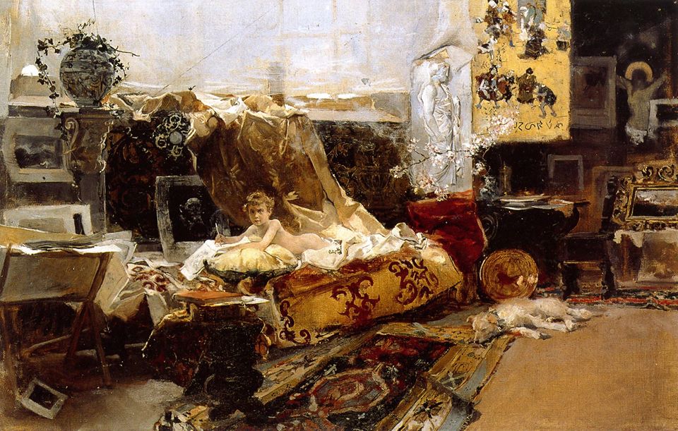 Joaquín Sorolla, Lo studio del pittore (1888; olio su tela, 50 x 76 cm; Madrid, Museo Sorolla)
