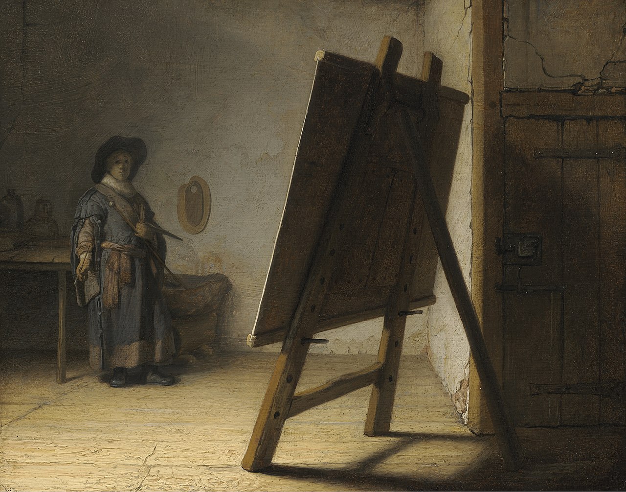 Rembrandt van Rijn, Il pittore nello studio (1629 circa; olio su tavola, 25,1 x 31,9 cm; Boston, Museum of Fine Arts)
