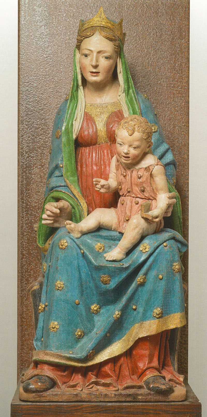 Andrea Briosco detto il Riccio, Madonna col Bambino in trono (1495 circa; terracotta policroma, 130 x 54 x 54 cm; Campiglia dei Berici, Chiesa di San Pietro)
