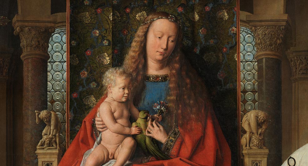 Jan van Eyck, Madonna del canonico Van der Paele, dettaglio con la Vergine e il Bambino
