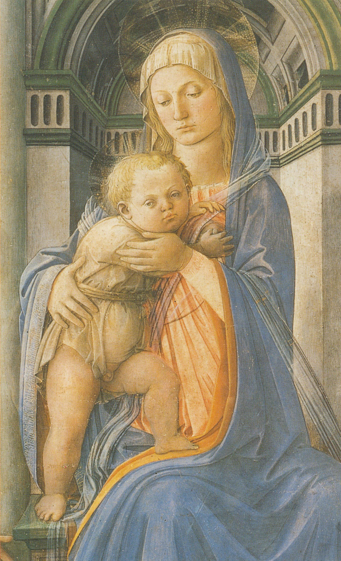 Filippo Lippi, Sacra conversazione (Pala della Cappella del Noviziato di Santa Croce), dettaglio (1440-1445; tempera su tavola, 196 x 196 cm; Firenze, Galleria degli Uffizi)
