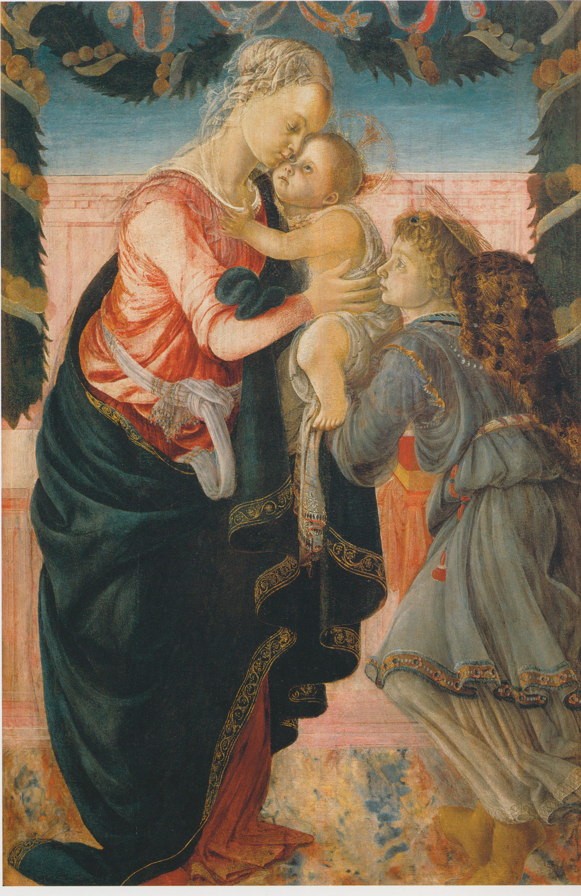 Sandro Botticelli, Madonna col Bambino e un angelo (1465-1470; tempera su tavola, 110 x 70 cm; Ajaccio, Museo Fesch)
