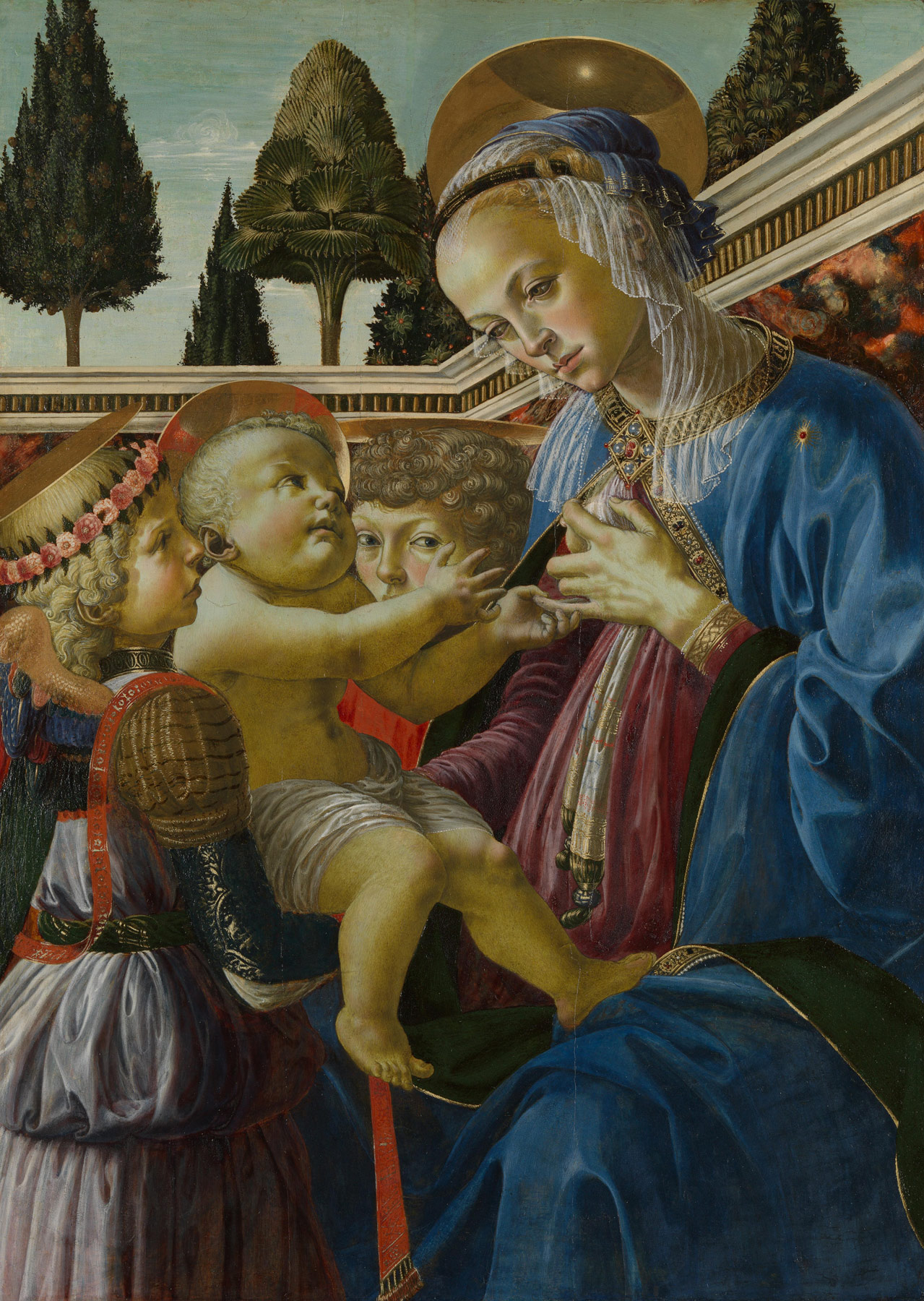 Sandro Botticelli? (attribuita al Verrocchio), Madonna col Bambino e angeli (Madonna del latte) (1470 circa; tempera su tavola, 96,5 x 70,5 cm; Londra, National Gallery)
