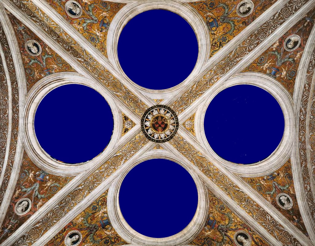 La finzione rivela come ogni visione appaia sospesa nell'empireo, densamente blu come conviene al mistero (ecco l'azzurrite), ed abbia poi reso cogenti i colori tipici di una vetrata.
	 La finzione rivela come ogni visione appaia sospesa nell'empireo, densamente blu come conviene al mistero (ecco l'azzurrite), ed abbia poi reso cogenti i colori tipici di una vetrata.