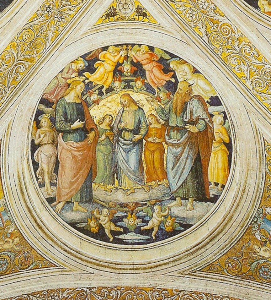 Cristo, che appare nella sostanza della sua venuta sulla terra, tra le due figure simboliche della Santità e  del Male. Insieme sono metafora delle scelte della nostra libertà.
	 Cristo, che appare nella sostanza della sua venuta sulla terra, tra le due figure simboliche della Santità e  del Male. Insieme sono metafora delle scelte della nostra libertà.