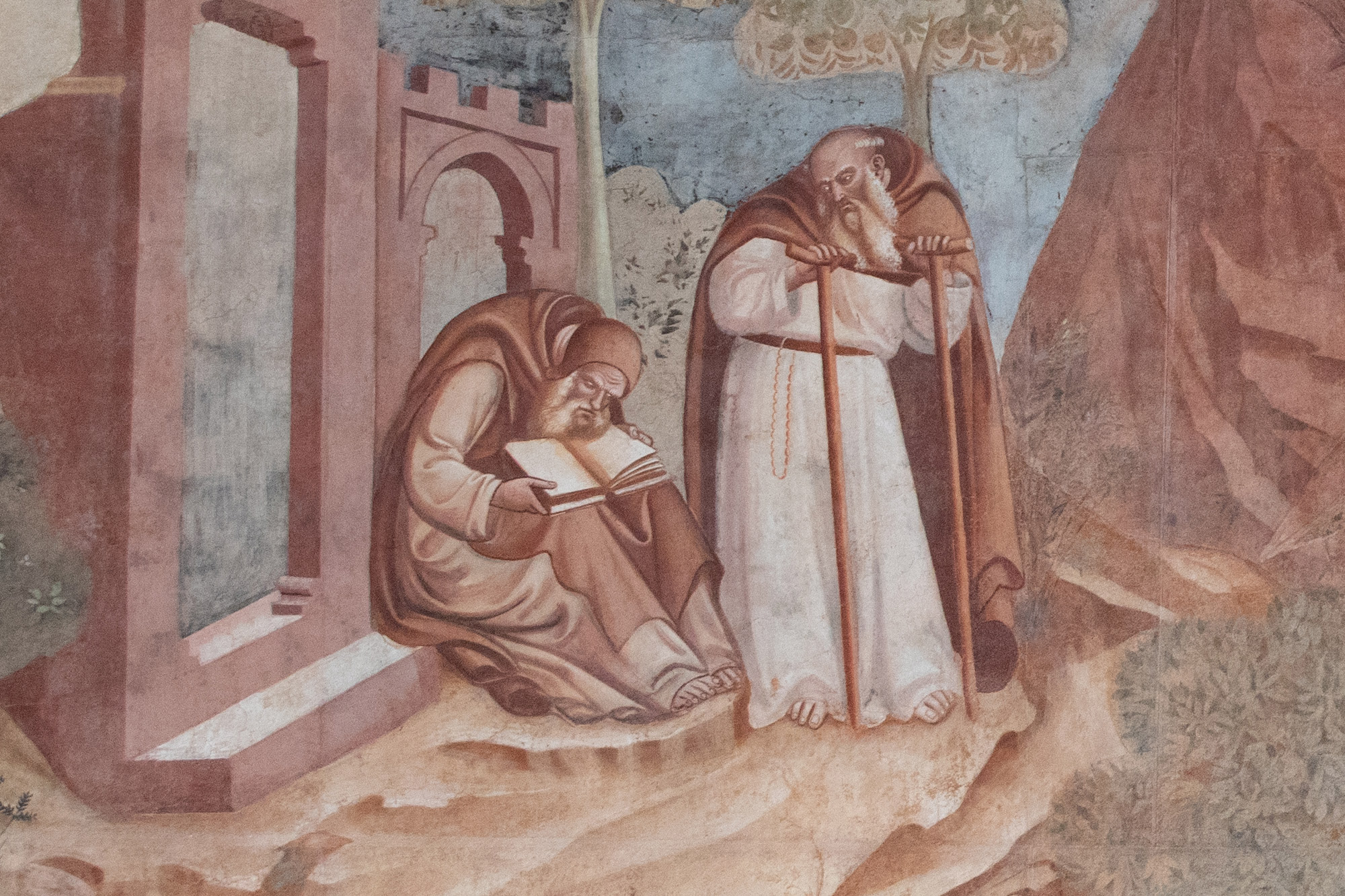 Bonamico Buffalmacco, Trionfo della Morte, dettaglio degli anacoreti
 Bonamico Buffalmacco, Trionfo della Morte, dettaglio degli anacoreti