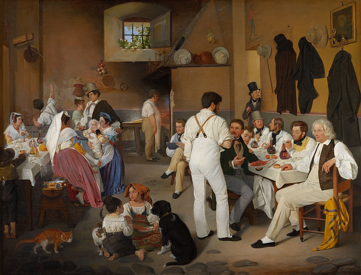 Ditlev Conrad Blunck, Artisti danesi all'osteria La Gensola a Trastevere (1837; olio su tela, 74,5 x 99,4 cm; Copenaghen, Thorvaldsens Museum, inv. B199)
