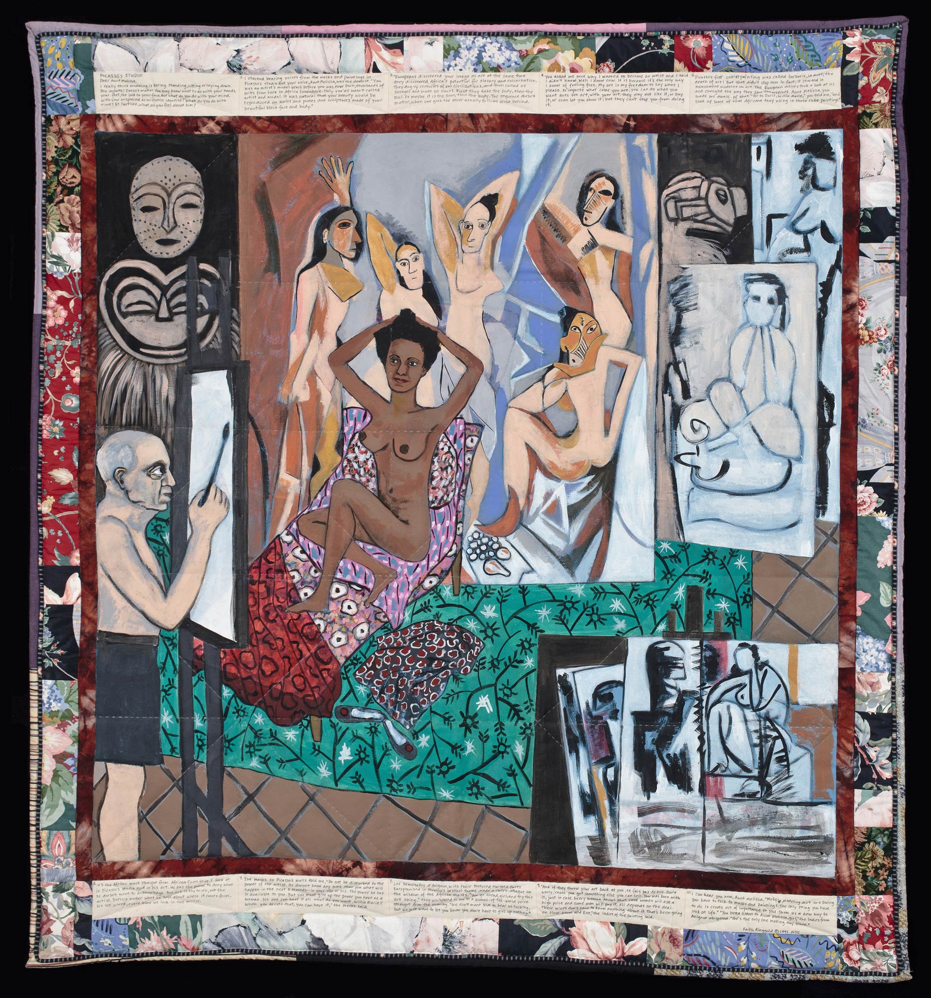 2. Faith Ringgold, Picasso’s Studio (1991; acrilico su tela e tessuto, 185 x 173 cm)
 2. Faith Ringgold, Picasso’s Studio (1991; acrilico su tela e tessuto, 185 x 173 cm)